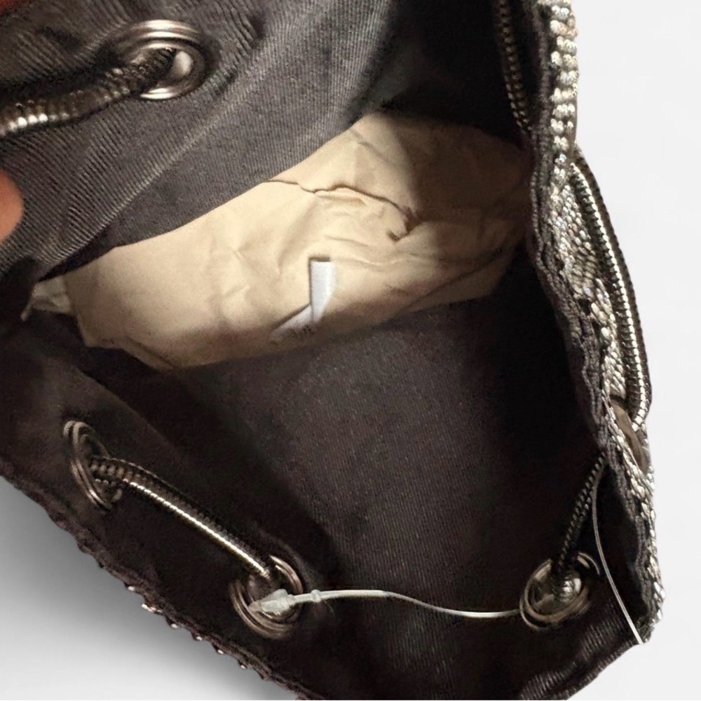 Black Rhinestone Drawstring Shoulder Bag - Picture 6 of 8
